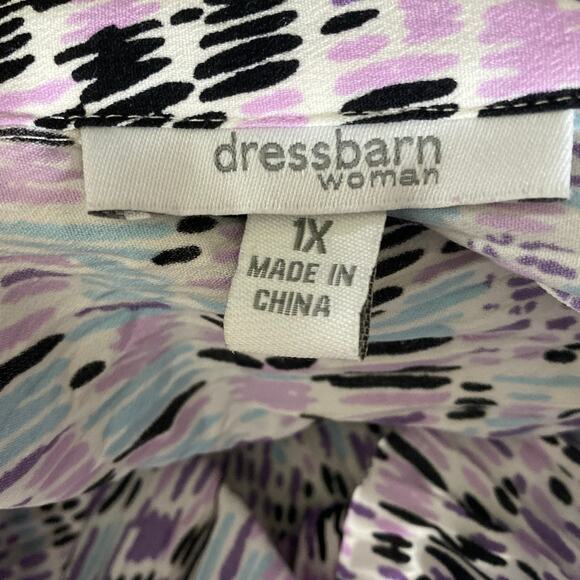 DressBarn Women's Micro Pleat Abstract Button Up Blouse 1X XL Multicolor Ruching - Picture 10 of 10